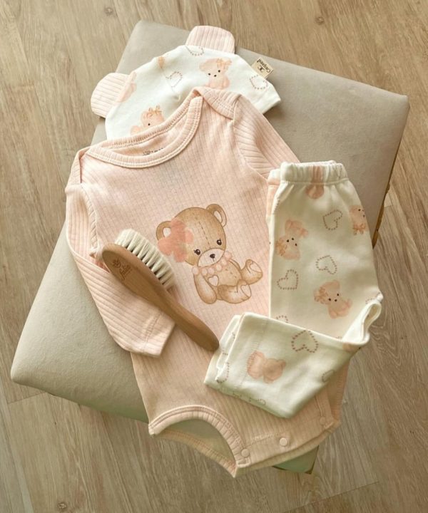 🌸 Ensemble bébé doux avec motif ourson 🧸💖